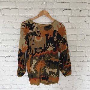Vintage oversized printed sweater 70s 80s African